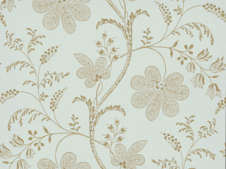 Little Greene Tapete Bedford Square - Larimar hellblau mit Ockergelb