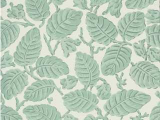 Beech Nut - Rubine Tapete mit mintgrünen Blätter von Little Greene