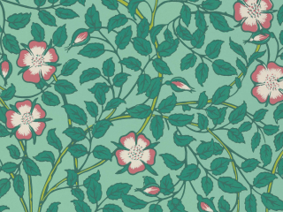Farbenfrohe Blumentapete Little Greene Briar Rose - Green Verditer
