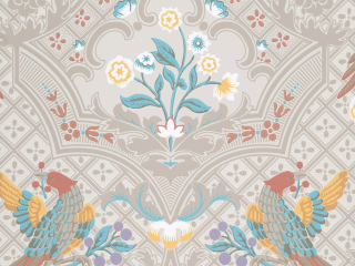 Little Greene Brodsworth - Triumph Tapete mit Vögeln und Blumen
