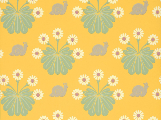Fröhliches Gelb Tapete mit weißen Blumen und braunen Schnecken von Little Greene Burges Snail - Lemon