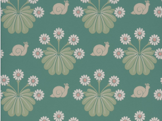 blau/grün Tapete Burges Snail - Ocean von Little Greene mit hellrosa Blumen