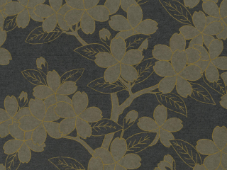 Dunkelbraune Tapete mit Blumen und goldenen Akzenten Camellia - Charcoal von Little Greene