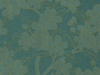 Groen Blumentapete Camellia - Teal mit okergelben Akzenten von Little Greene