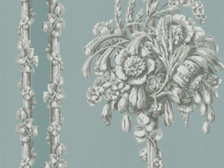 Eine klassische Tapete mit Blumen Chelsea Bridge - Archive Blue von Little Greene