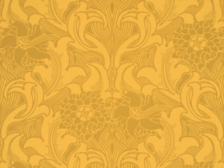 Elegante Tapete Dahlia Scroll - Giallo von Little Greene in einem tiefgelben Farbton mit Blumen