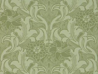 Dahlia Scroll - Pea Green Tapete von Little Greene
