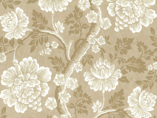 Anmutig gestaltete Blumen-Tapete in braunen Farbtönen Gustav - Mudan von Little Greene