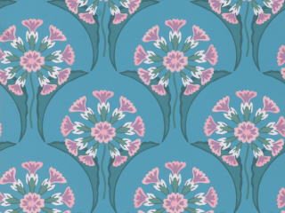 Hencroft - Azure eine blaue Tapete mit Licht rosa kleinen Blumen