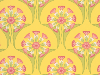 Little Greene Hencroft - Punch gelbe Tapete mit zierlichen Blumen