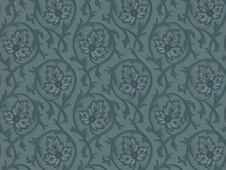 Hoja - Air Force Blue Tapete von Little Greene mit zierlichen Schnörkeln und Blumen