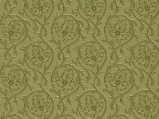 Hoja - Garden, Tapete in tiefem Grün von Little Greene mit Blättern und eleganten Schnörkeln