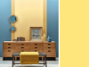 Little Greene - Carys 148 als Unterbrechung an einer blauen Wand