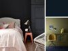 Little Greene - Basalt 221 an der Wand und am Holzwerk in einem dunklen Schlafzimmer