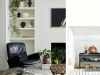 Little Greene - Loft White 222 an der Wand mit einem eingebauten Schrank und einem Kamin