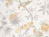 Little Greene Brooke House - Cinder Tapete mit Vögeln in Grau und Blumen in Orange