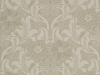 Dahlia Scroll - French Grey beige Tapete mit einem klassischen Blumen- und Schnörkel-Design von Little Greene