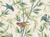 Little Greene Great Ormond Street - Tropical Tapete mit kleinen bunten Vögeln und zierlichen Gräsern