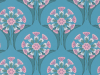 Hencroft - Azure eine blaue Tapete mit Licht rosa kleinen Blumen