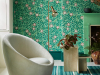 Briar Rose - Green Verditer Tapete von Little Greene mit Blumen in Rot