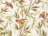 Beige Tapete mit grünen und braunen Ziergräsern, auf denen Vögel auf Great Ormond Street - Galette von Little Greene sitzen