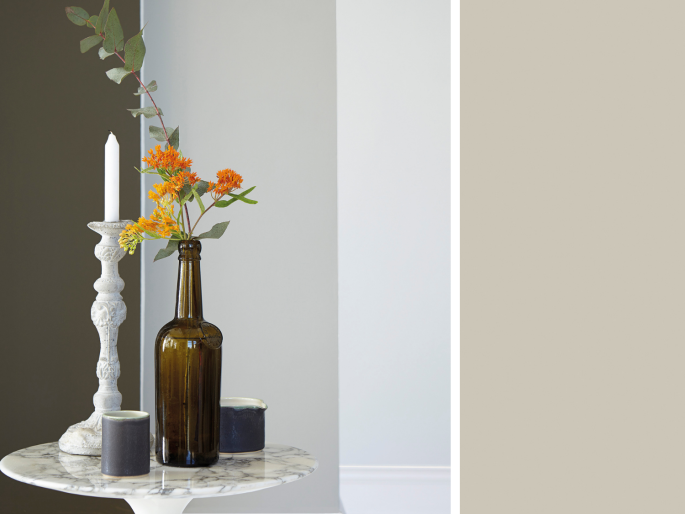 Little Greene - Fescue 231 an der Wand gemalt