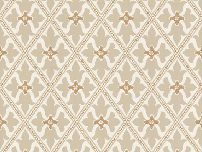 Beige gemusterte Tapete Bayham Abbey - Meteor von Little Greene