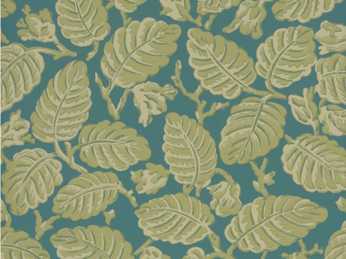 Beech Nut - Florence Tapete Little Greene mit Blätter in Grün
