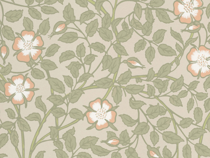 Blumenbehang in Pastellfarben - Briar Rose Green Mist von Little Greene