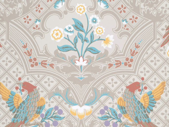 Little Greene Brodsworth - Triumph Tapete mit Vögeln und Blumen