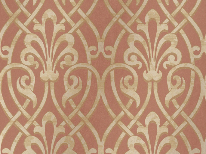 klassische Tapete in einer moderne roten/orangenen Farbe Brook Street - Etruscan von Little Greene