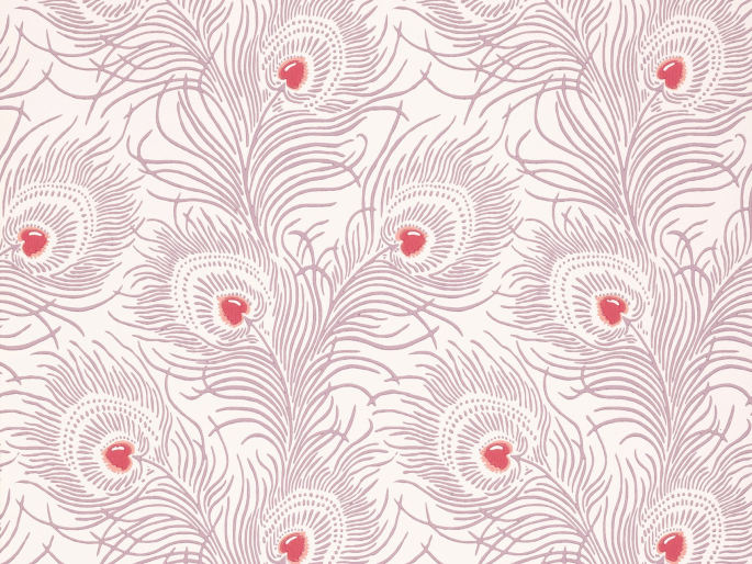 Rosa Tapete mit Pfauenfedern von Little Greene Carlton House Terrace - Valentine
