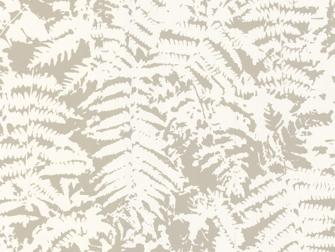 Tapete von Little Greene mit sehr großen Blättern in beigen und taupefarbenen Farbtönen Fern - Gilver