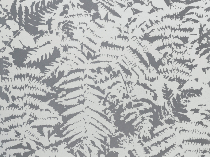 Fern - Sage Blue Tapete von Little Greene mit großen Farnblättern