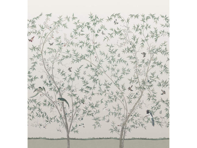 Little Greene Belton Scenic - Oyster Tapete Musterwiederholung