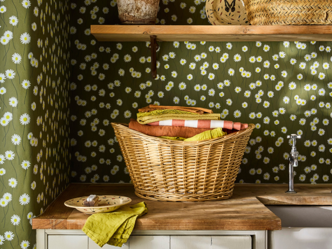Little Greene Moon Daisies - Olivfarbe
